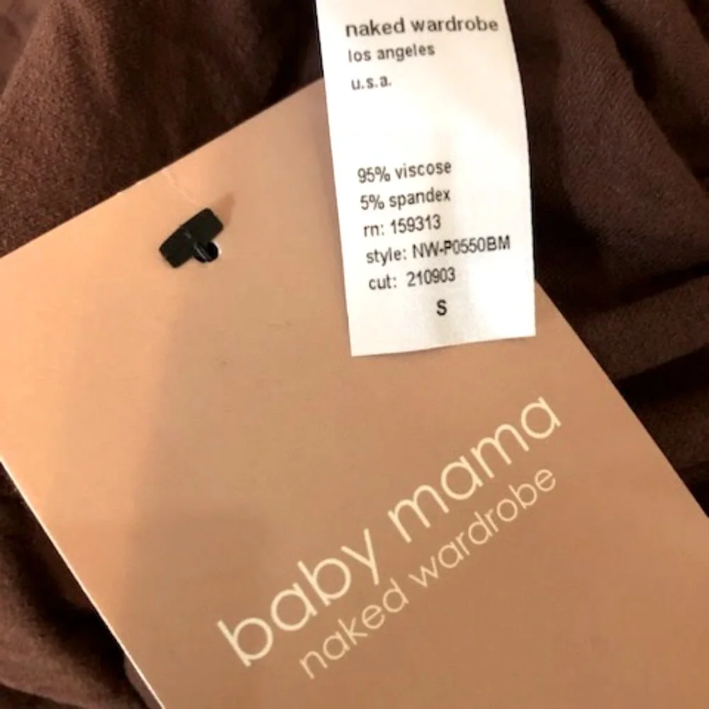NWT Naked Wardrobe Baby Mama Maternity Leggings Chocolate Brown Size S - Picture 4 of 4